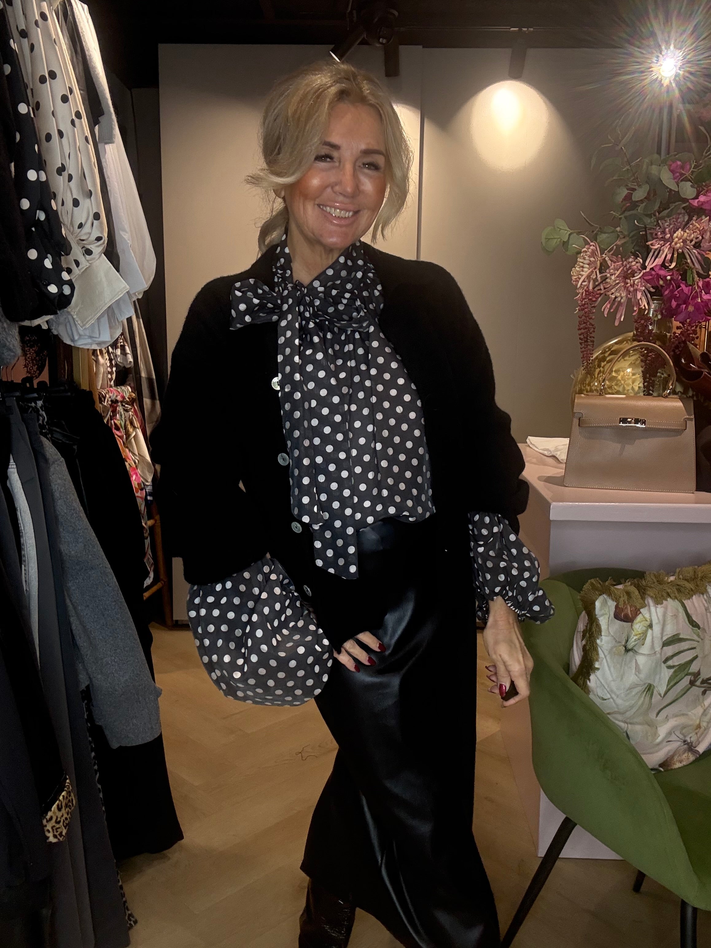 Alpaca Vest Zwart met Kraagje